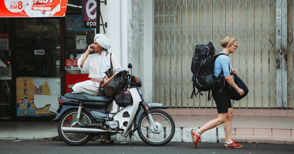 Traveler on a street in Malaysia