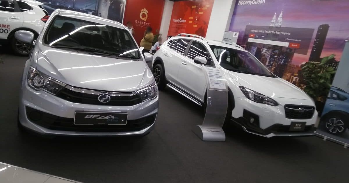 Perodua Bezza and Subaru XV at a dealership in Penang, Malaysia