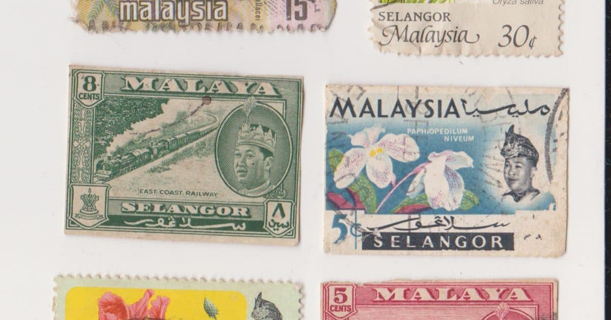 Vintage Selangor postage stamp, Malaysia collectibles