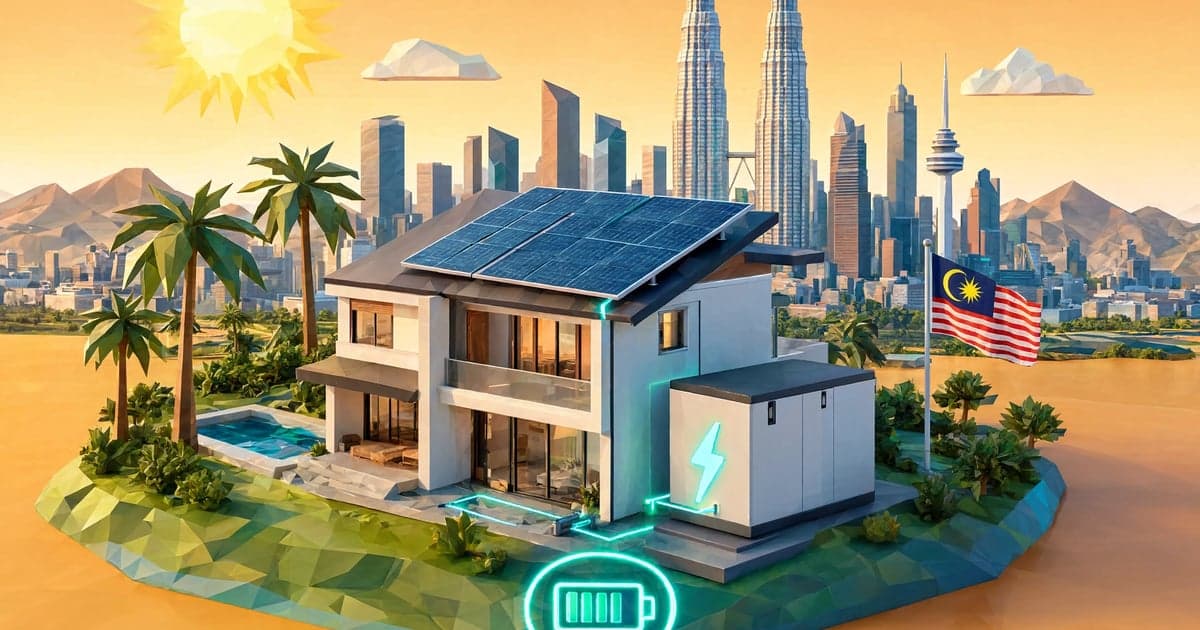 Home solar battery storage installed next to a hybrid inverter in Malaysia