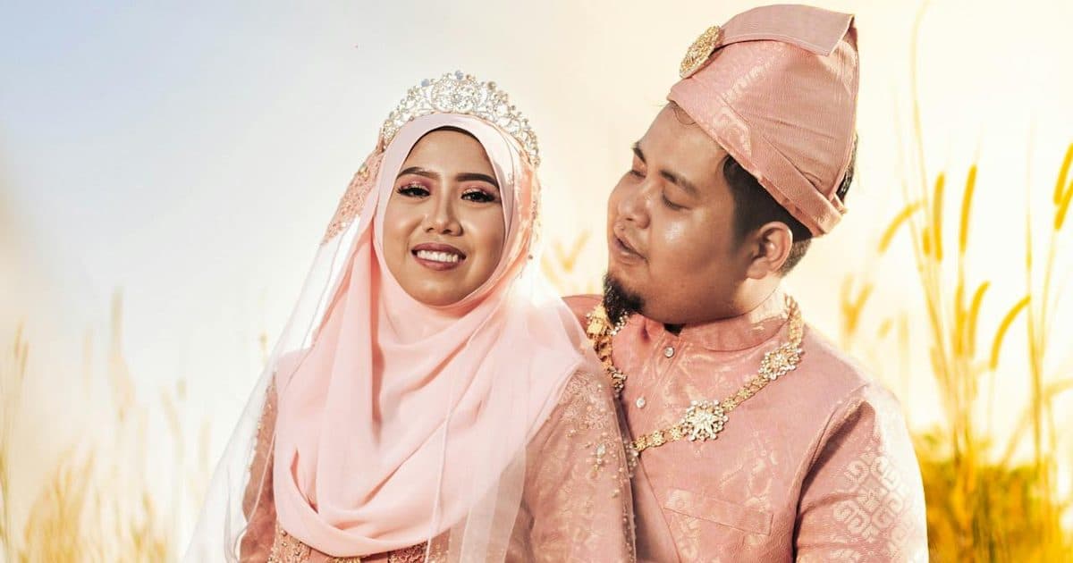 Romantic wedding couple close-up