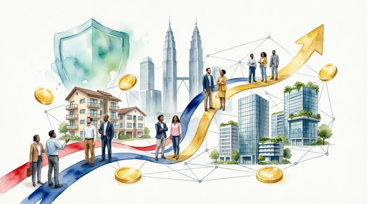 Kuala Lumpur skyline with shopping malls and office towers representing Malaysian REIT properties